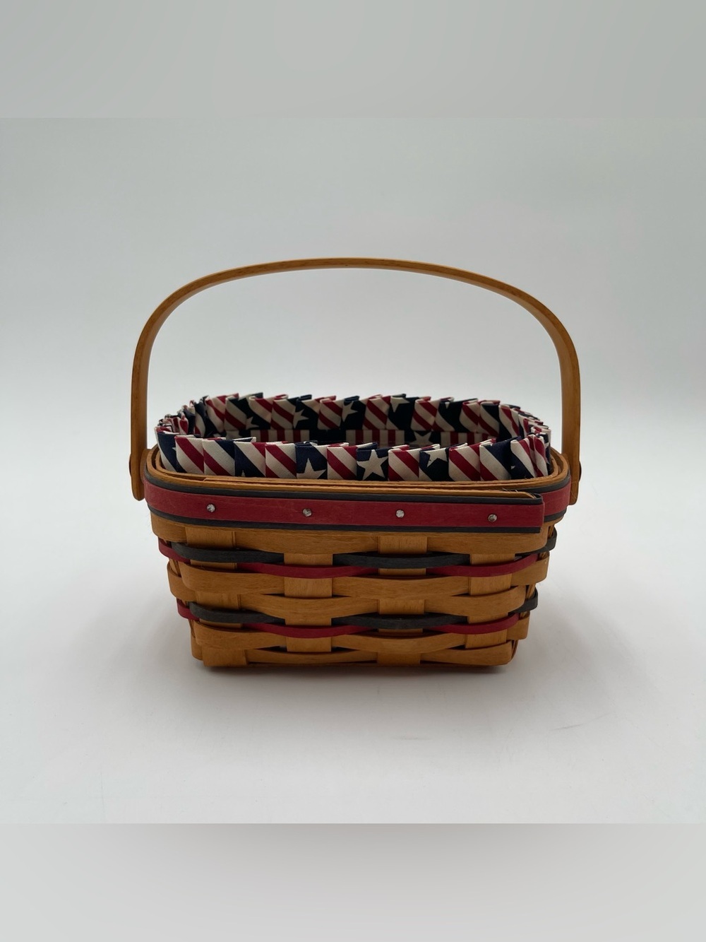 VTG 1997 Longaberger All American Patriot Basket w/Liner & Protector & Votives